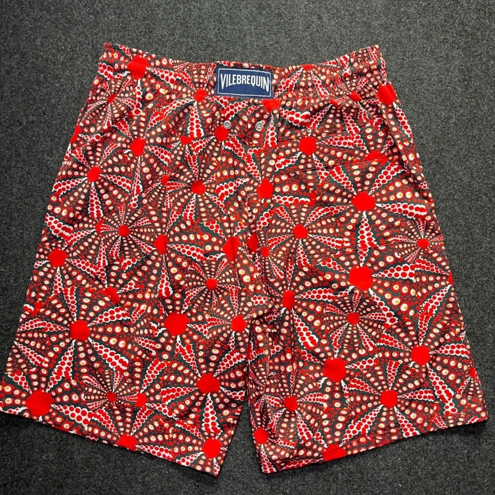 Vilebrequin Swim Shorts Mens L Red NWT Okorise Geometric Starburst Trunks